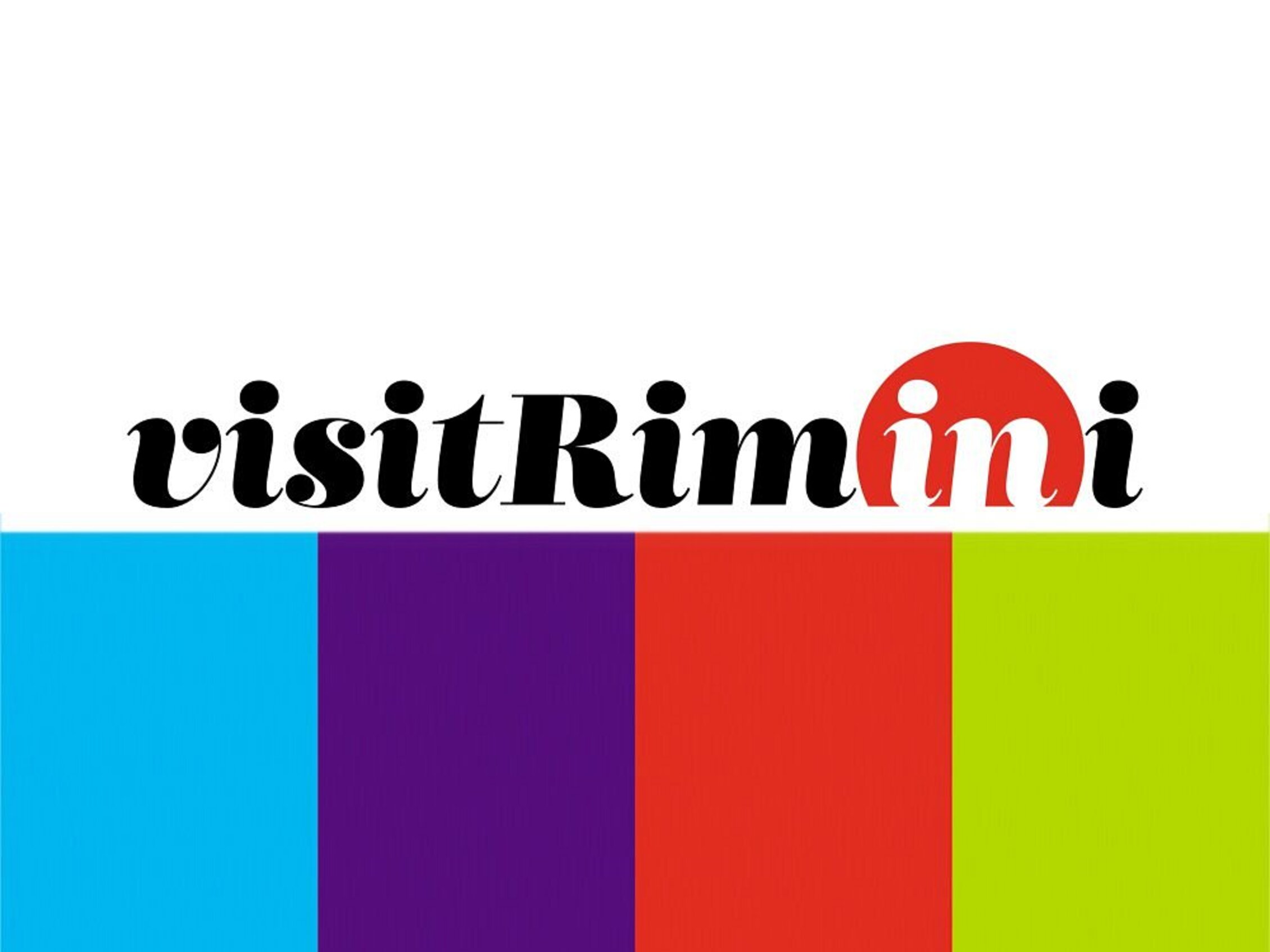 logo di visit rimini con sfondo colorato